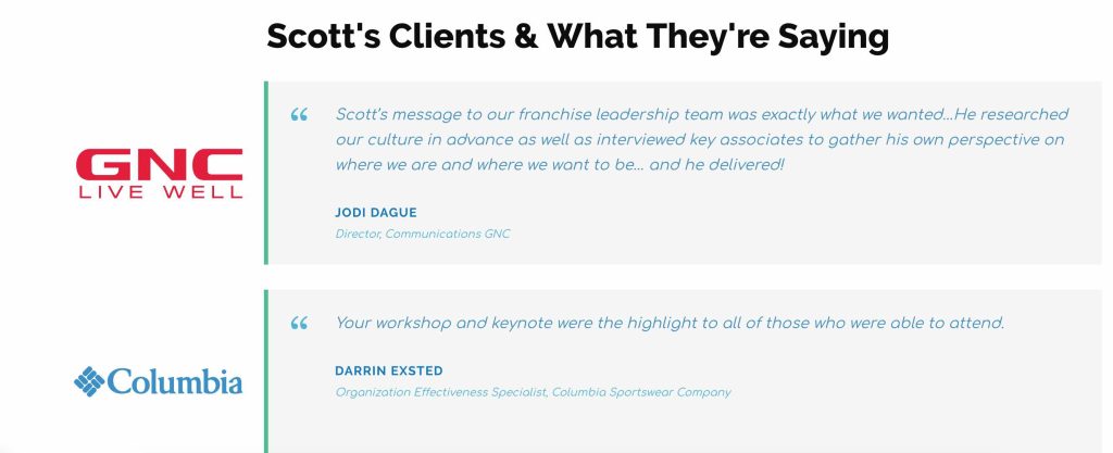 Scott's clients and Testimonials