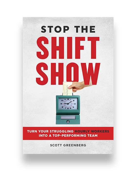 cover of the book Stop the Shift Show with a person punching a time card in a clock